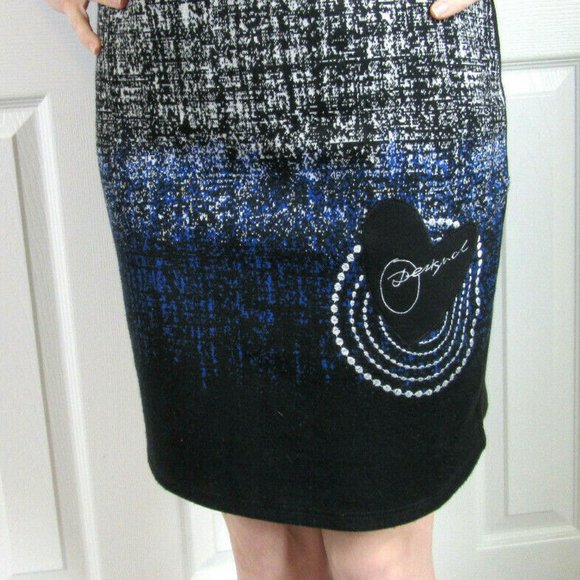 Desigual Black White Dress Office Cocktail Party, Date Casual Designer Women XS - Picture 3 of 12